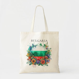 Watercolor Bulgarian Flag Floral Wreath Folklore  Tote Bag