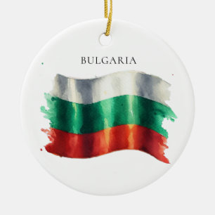 Watercolor Bulgarian Flag Nationalism Pride Ceramic Ornament