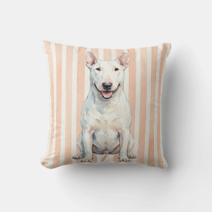Watercolor Bull Terrier Dog Decorative Pillow