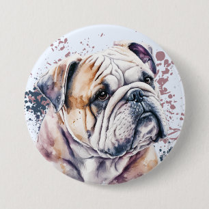 Watercolor Bulldog 7.5 Cm Round Badge