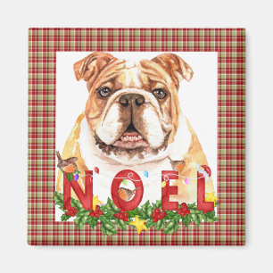 Watercolor Bulldog Noel Christmas  Magnet
