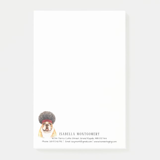 Watercolor Bulldog Personalised Notes (Front)