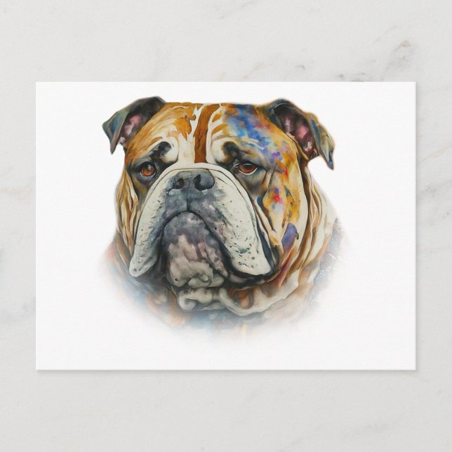 Watercolor Bulldog Postcard (Front)