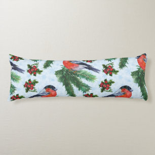 watercolor bullfinch body cushion