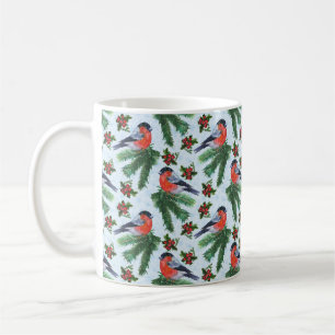 watercolor bullfinch coffee mug