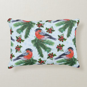 watercolor bullfinch decorative cushion
