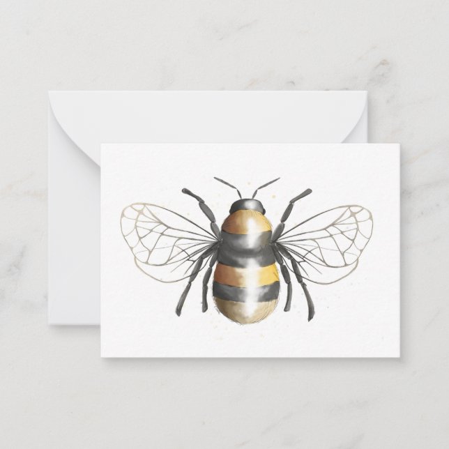Watercolor Bumble Bee Flat Blank Card (Front)