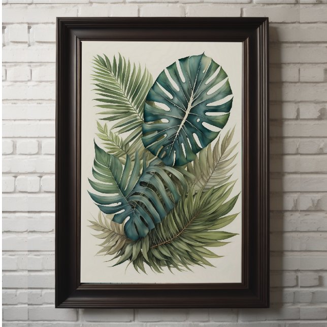 Watercolor Bundle of Tropical Monstera Palm Leaf 2 Poster (Creator Uploaded)