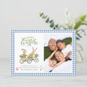 Watercolor Bunnies, Cute Family Photo Easter Card