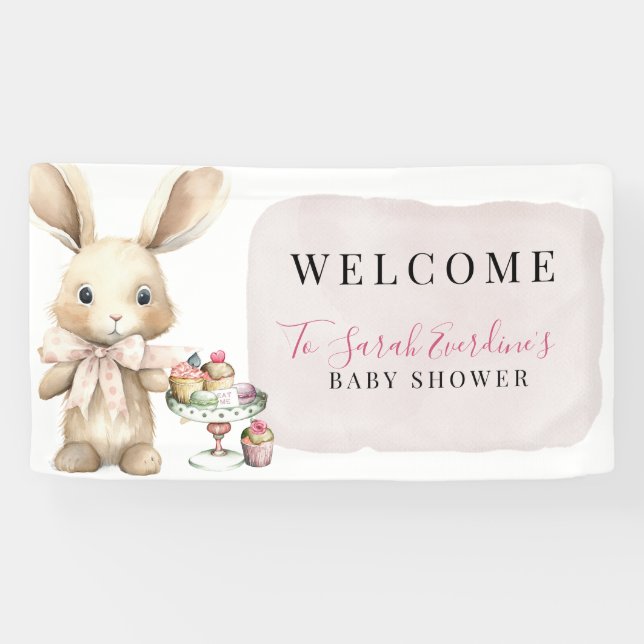 Watercolor Bunny Baby Shower Banner (Horizontal)