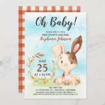 Watercolor Bunny Baby Shower Farm Invitation