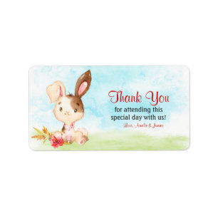 Watercolor Bunny Baby Shower Farm Thank You Label