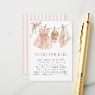 Watercolor Bunny Blush Pink Bow Books For Baby Enclosure Card