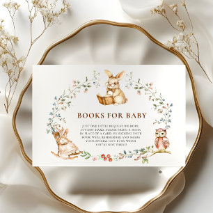 Watercolor Bunny Book Wreath Books for Baby Enclosure Card