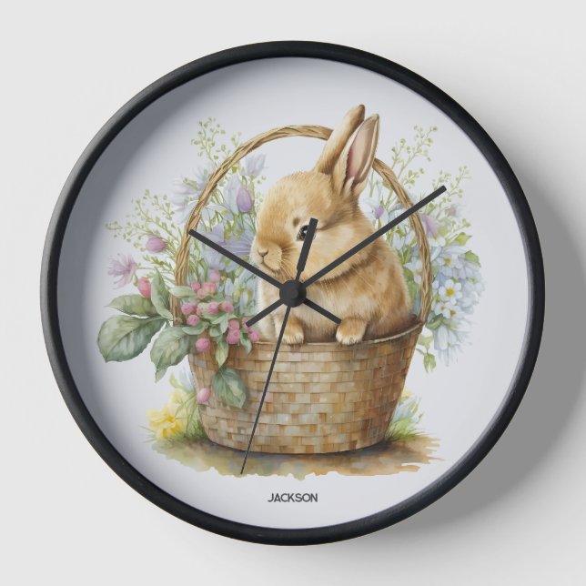 Watercolor Bunny  Clock (Front)