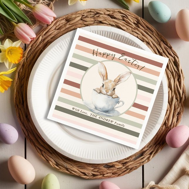 Watercolor Bunny Custom Spring Easter Napkin (Watercolor Bunny Custom Spring Easter Napkins
)