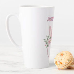 Watercolor Bunny Ears with Flowers Latte Mug