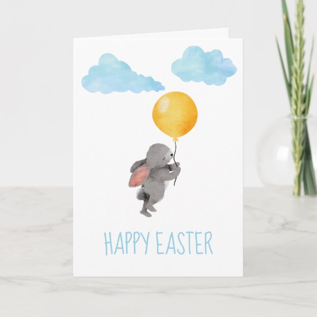 WATERCOLOR BUNNY EASTER  HOLIDAY CARD (Front)