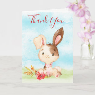 Watercolor Bunny Farm Thank You Card