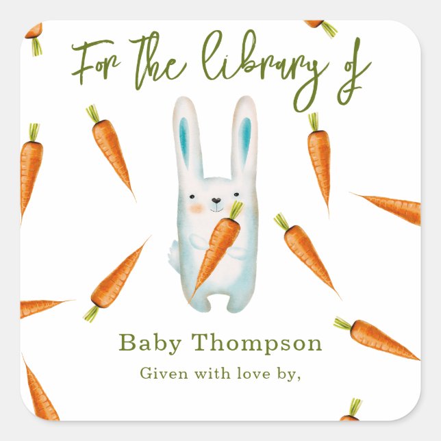 Watercolor bunny - for the library of square sticker (Front)