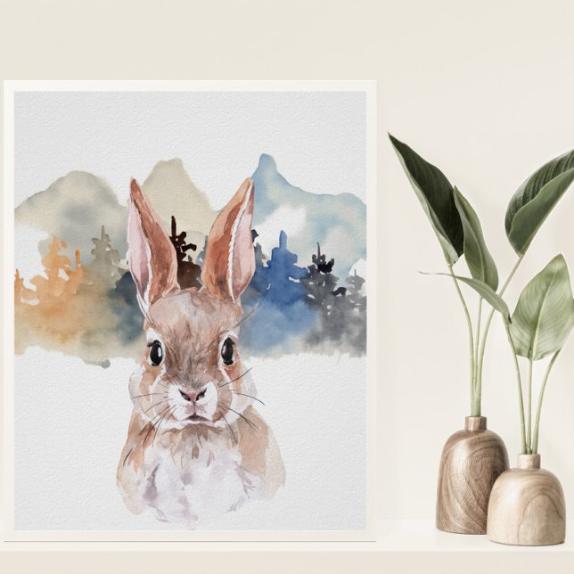 Watercolor Bunny Forest Nursery Child Woodland Poster (Creator Uploaded)