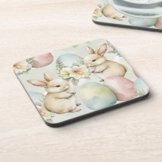 Watercolor Bunny Garden Coaster