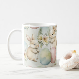 Watercolor Bunny Garden Coffee Mug