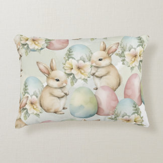 Watercolor Bunny Garden Decorative Cushion