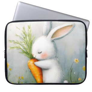 Watercolor Bunny Happy Harvest Laptop Sleeve