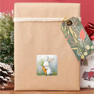 Watercolor Bunny Happy Harvest Square Sticker