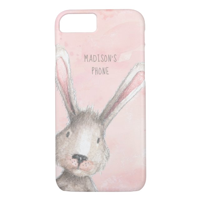 Watercolor Bunny Rabbit custom name Case-Mate iPhone Case (Back)