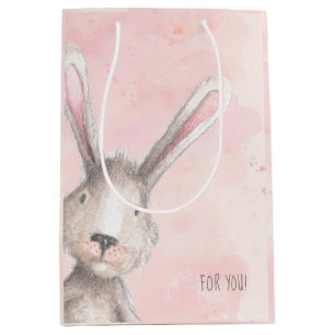 Watercolor Bunny Rabbit For You custom Medium Gift Bag