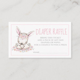 Watercolor Bunny Rabbit Girl Diaper Raffle Tickets