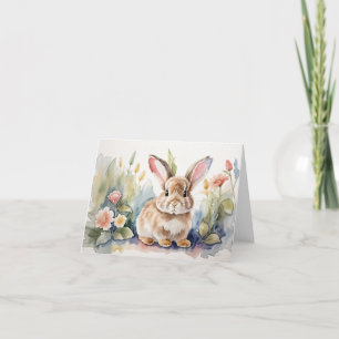 Watercolor Bunny Thank You Card