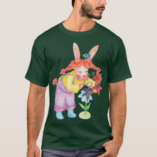 Watercolor bunny with flowers T-Shirt