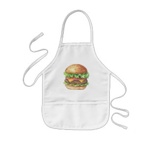 Watercolor burger kids apron