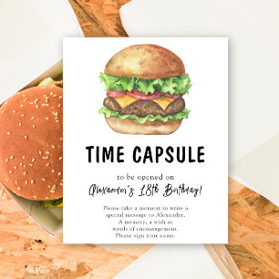 Watercolor Burger Time Capsule 1st birthday Poster