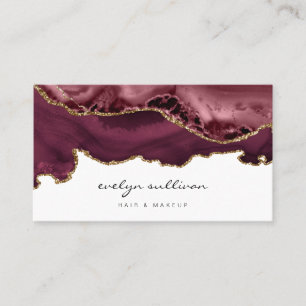 watercolor burgundy agate beauty salon business card