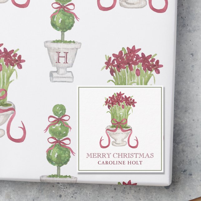 Watercolor Burgundy Amaryllis Christmas Gift Card (Creator Uploaded)