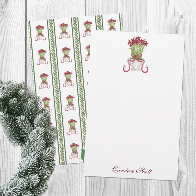Watercolor Burgundy Amaryllis Personalised Stationery (Creator Uploaded)