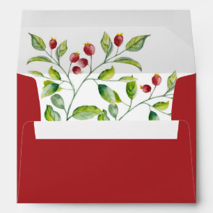 Watercolor Burgundy Berry Stem Envelope