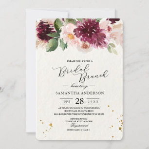 Watercolor Burgundy Blush Pink & Red Floral Invitation