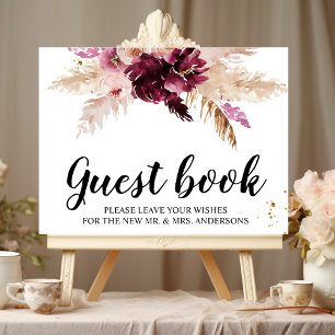  Watercolor Burgundy Blush Pink & Red Floral   Poster