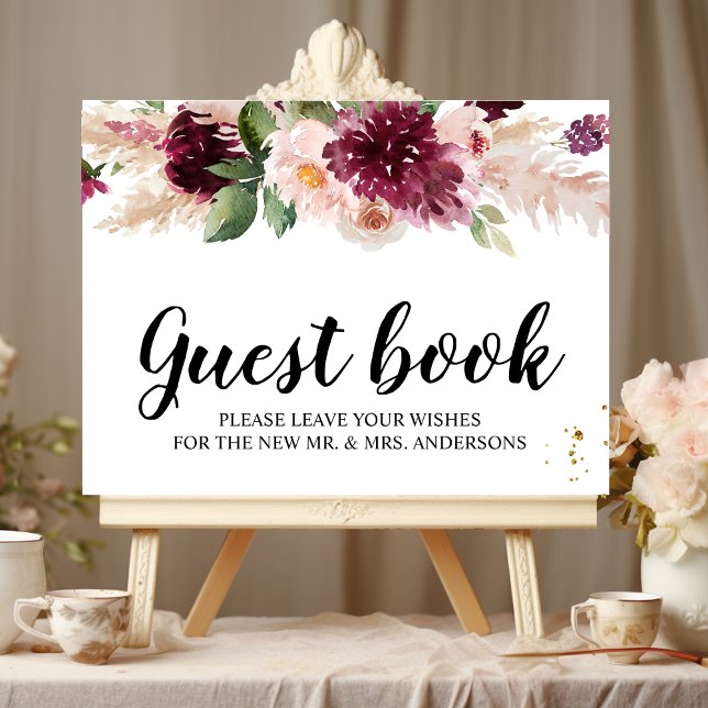  Watercolor Burgundy Blush Pink & Red Floral   Poster (Creator Uploaded)