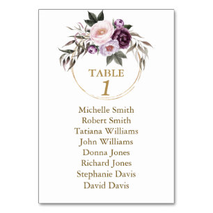 Watercolor Burgundy Floral Baptism Seating Chart Table Number