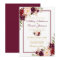 Watercolor Burgundy Floral Gold Wedding Invite BF