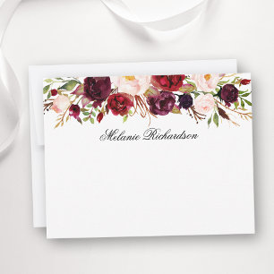 Watercolor Burgundy Floral Personalised Card
