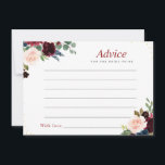 watercolor burgundy navy floral advice card<br><div class="desc">A simple floral design with beautiful burgundy navy watercolor flowers and gold detail on the edges and back. Feel free to change the colours and text details.</div>