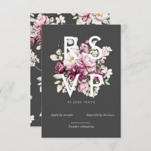 watercolor burgundy peonies rsvp card