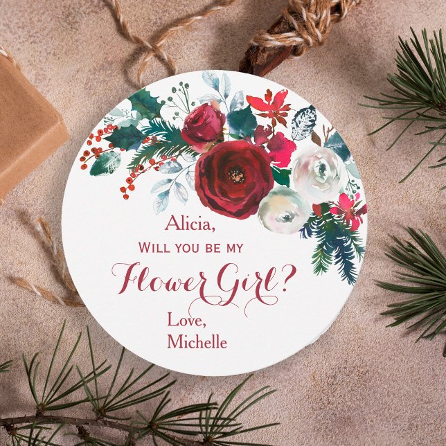 Watercolor burgundy peony bouquet flower girl invitation (Creator Uploaded)